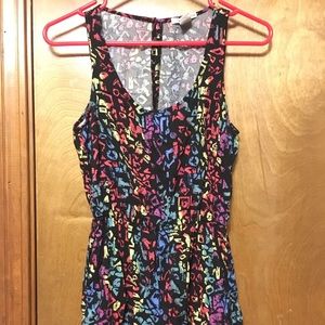 Charlotte Russe Black colorful print romper M